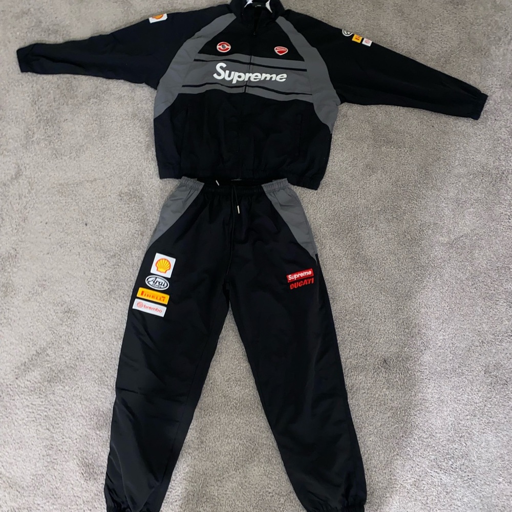 Supreme Black and Gray Racing Tracksuit